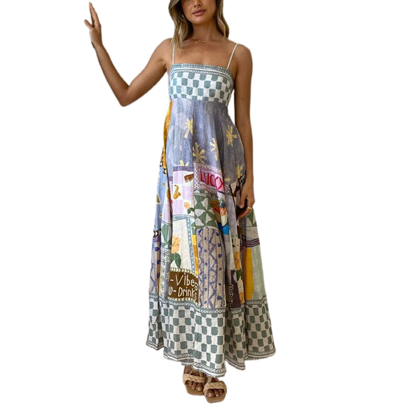 Trendy Geometric Print Summer Maxi Dress