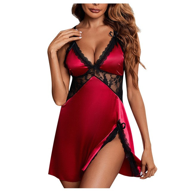 Elegant Satin & Lace Nightgown Set