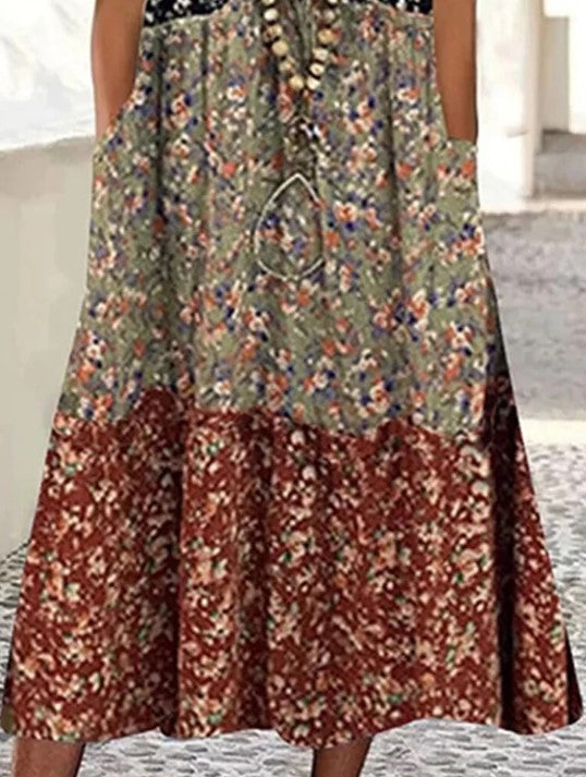 Ladies' Summer Sleeveless Patchwork Dress