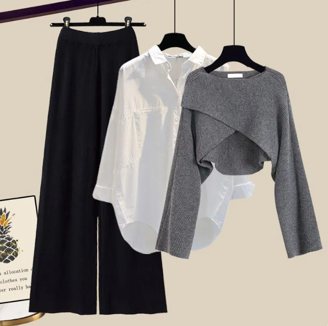 Stylish 3pc Knitted Sweater and Pants Set