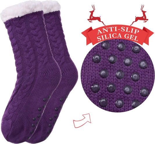 Women'S Winter Super Soft Warm Cozy Fuzzy Fleece-Lined with Grippers Slipper Socks