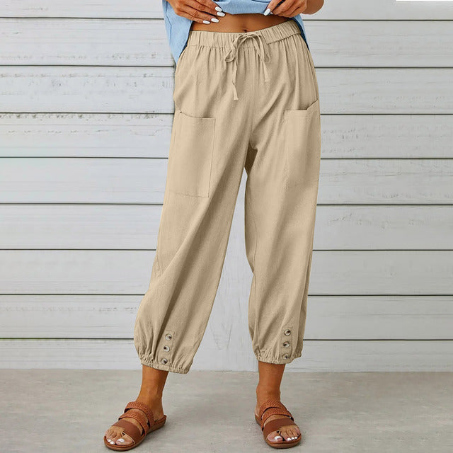 Chic Wide Leg Cotton Trousers