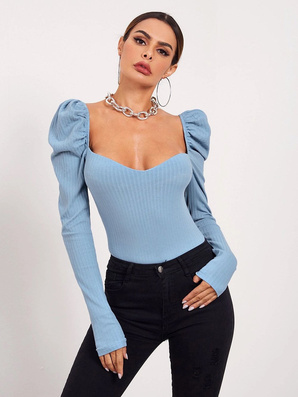 French-Inspired Puff Sleeve Top