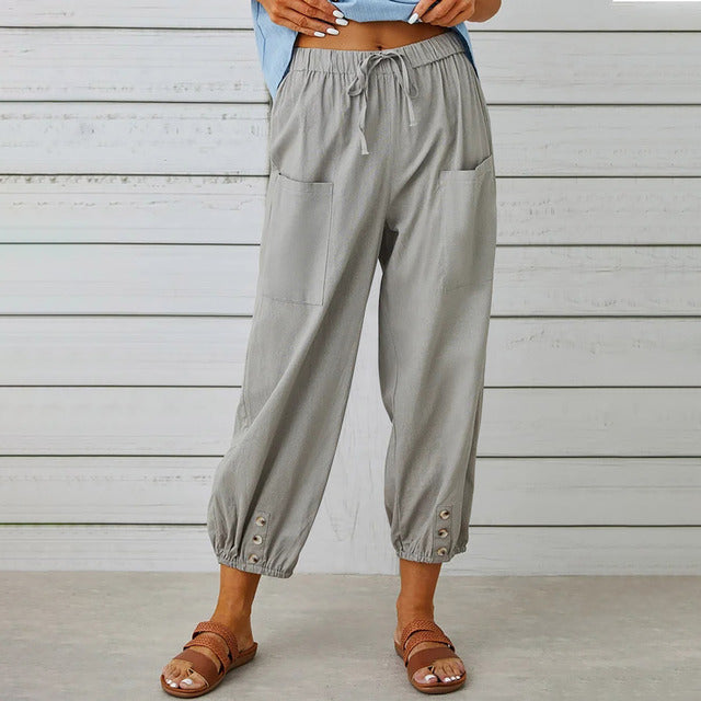 Chic Wide Leg Cotton Trousers
