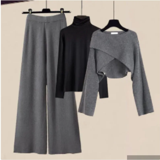 Stylish 3pc Knitted Sweater and Pants Set