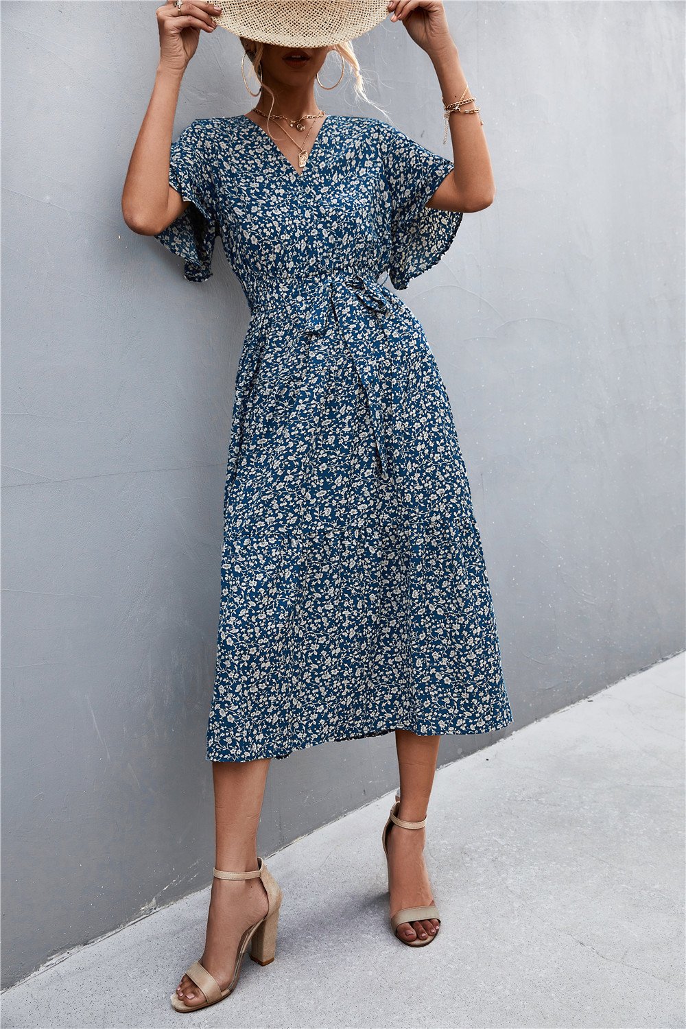 Playful Polka Floral V-Neck Dress