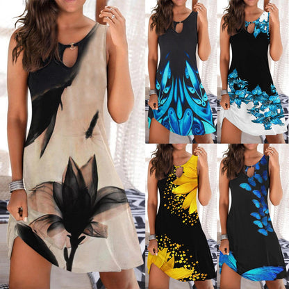 Casual Floral Printed Tank Dress
