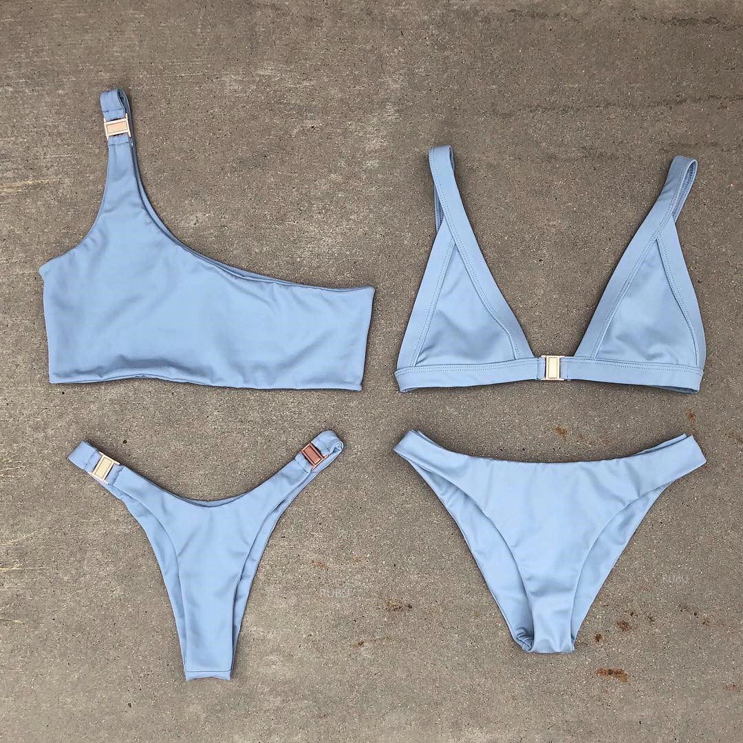 Elegant Solid Color Two-Piece Swimsuit