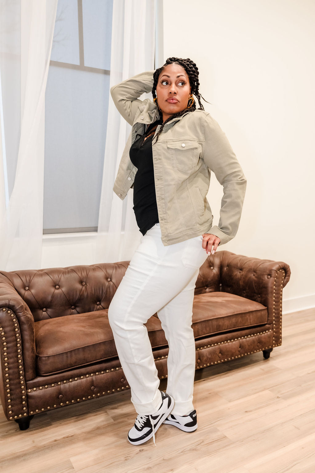 Tall Denim Joggers | White - Final Sale