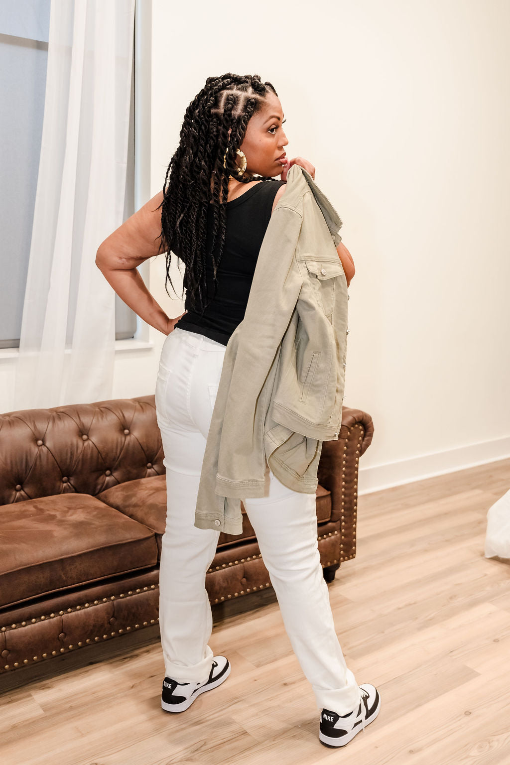 Tall Denim Joggers | White - Final Sale