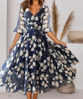 WOLFF Chic V-Neck Chiffon Dress