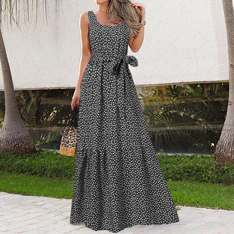 Sleeveless U-Neck Floral Dress for Women