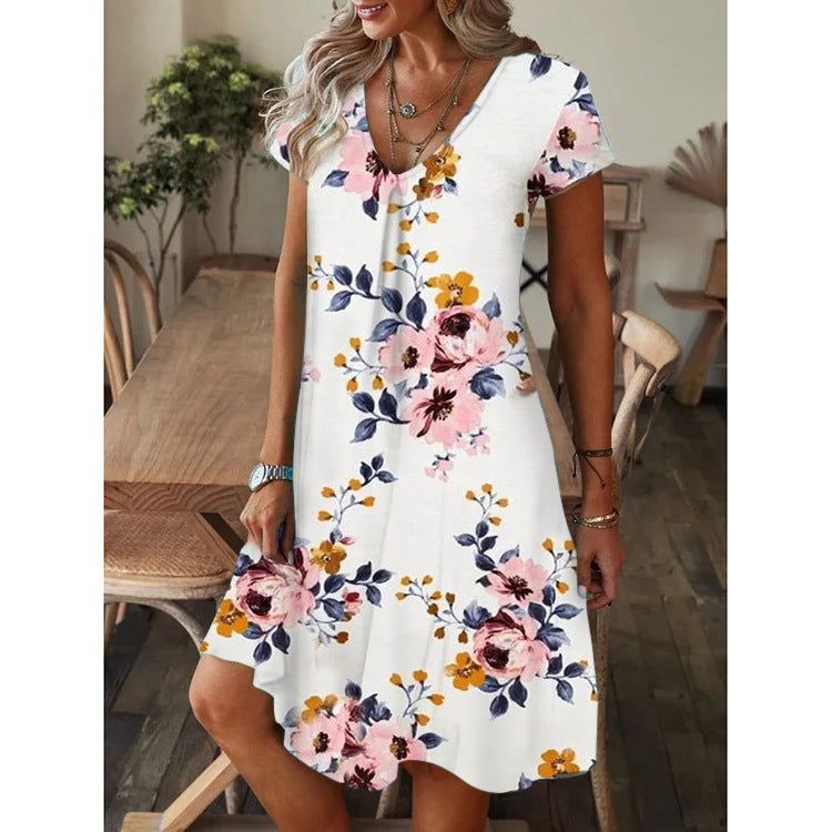 Trendy V-Neck Print Dress