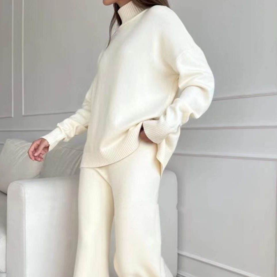 Chic High Neck Knit Set