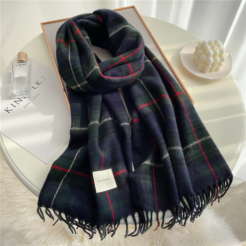 Winter Elegance Korean Plaid Shawl