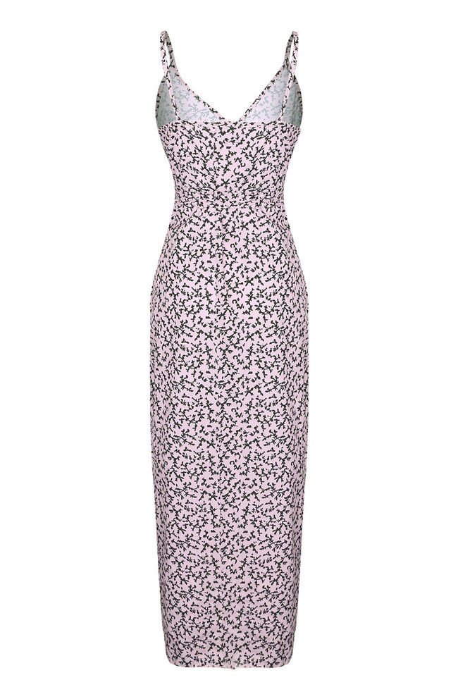 Vibrant Flower Print V-Neck Dress
