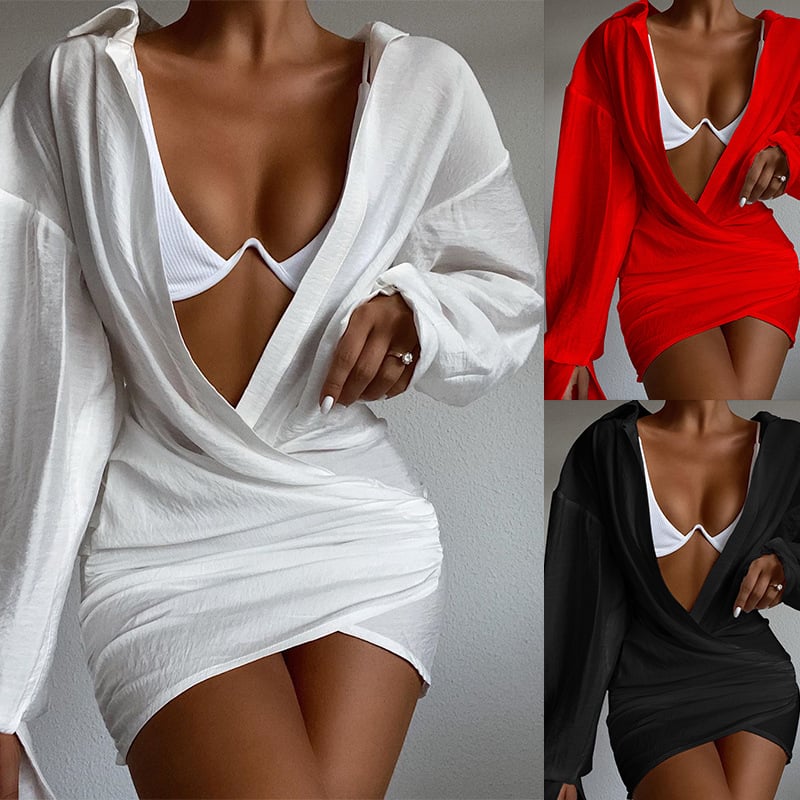 Sleek Long Sleeve Solid Mini Dress