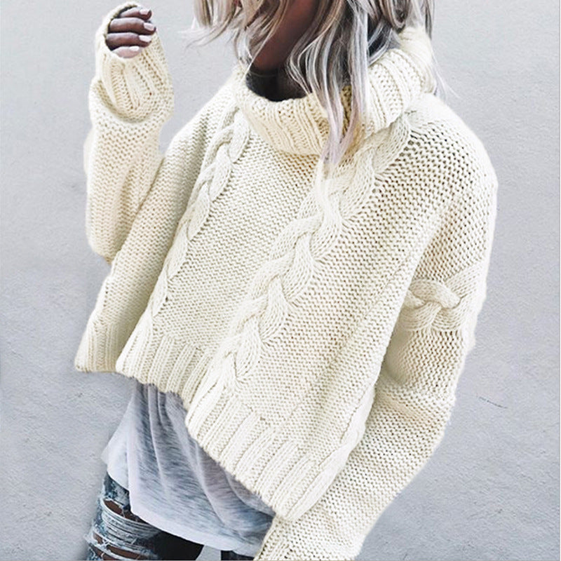 Cozy High Neck Cable Knit Sweater