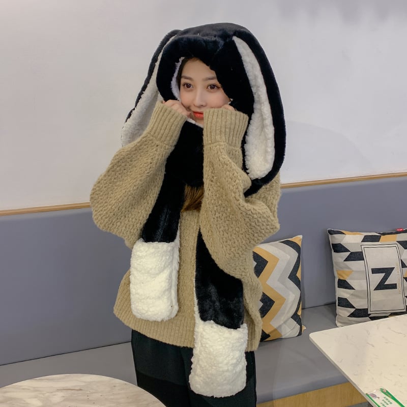 Snuggly Rabbit Ear Hat & Scarf Set