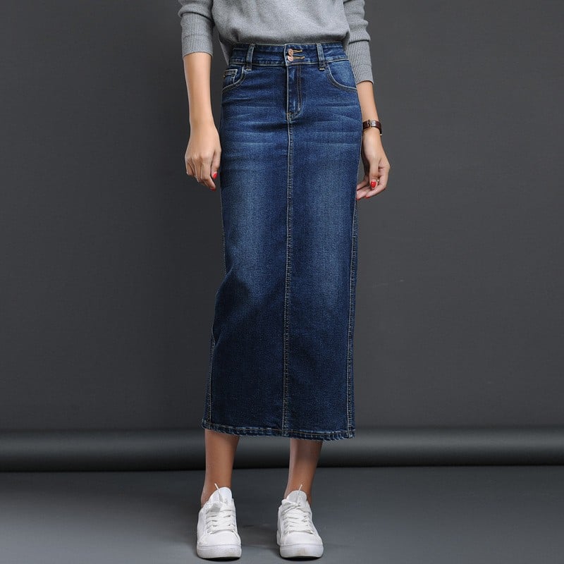 Chic High-Waist Slim Denim Skirt