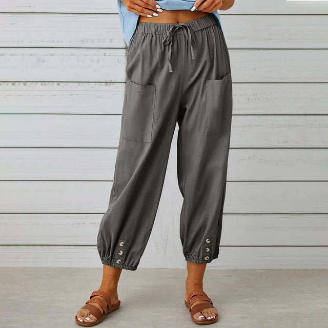 Chic Wide Leg Cotton Trousers