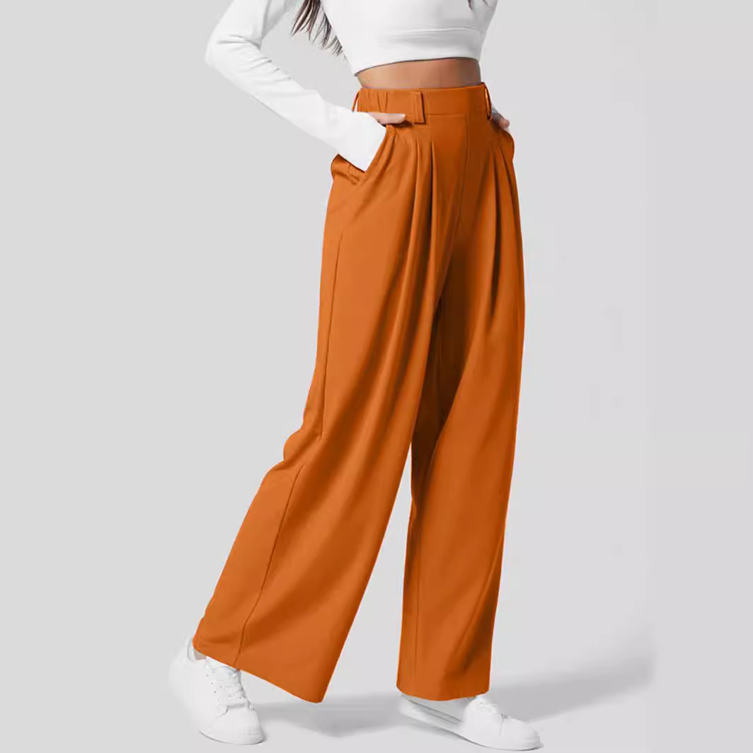 Women's High Waist Waffle Wide Leg Pants