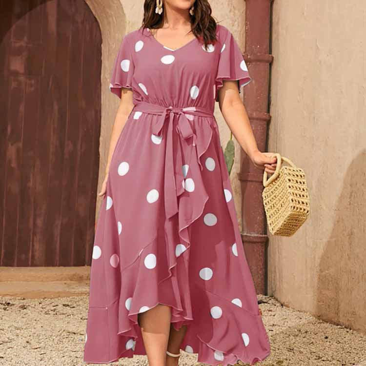 Elegant Polka Dot V-Neck Dress