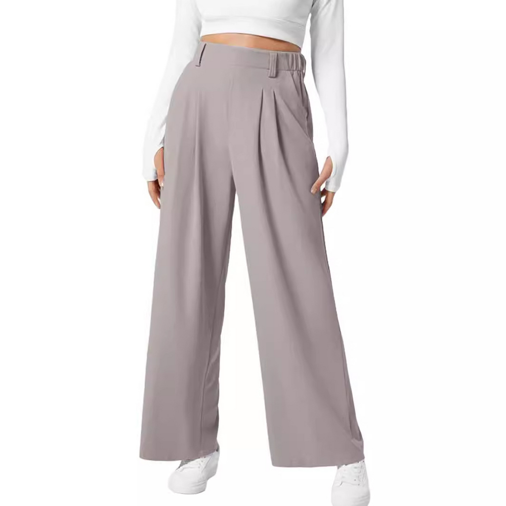 Women's High Waist Waffle Wide Leg Pants