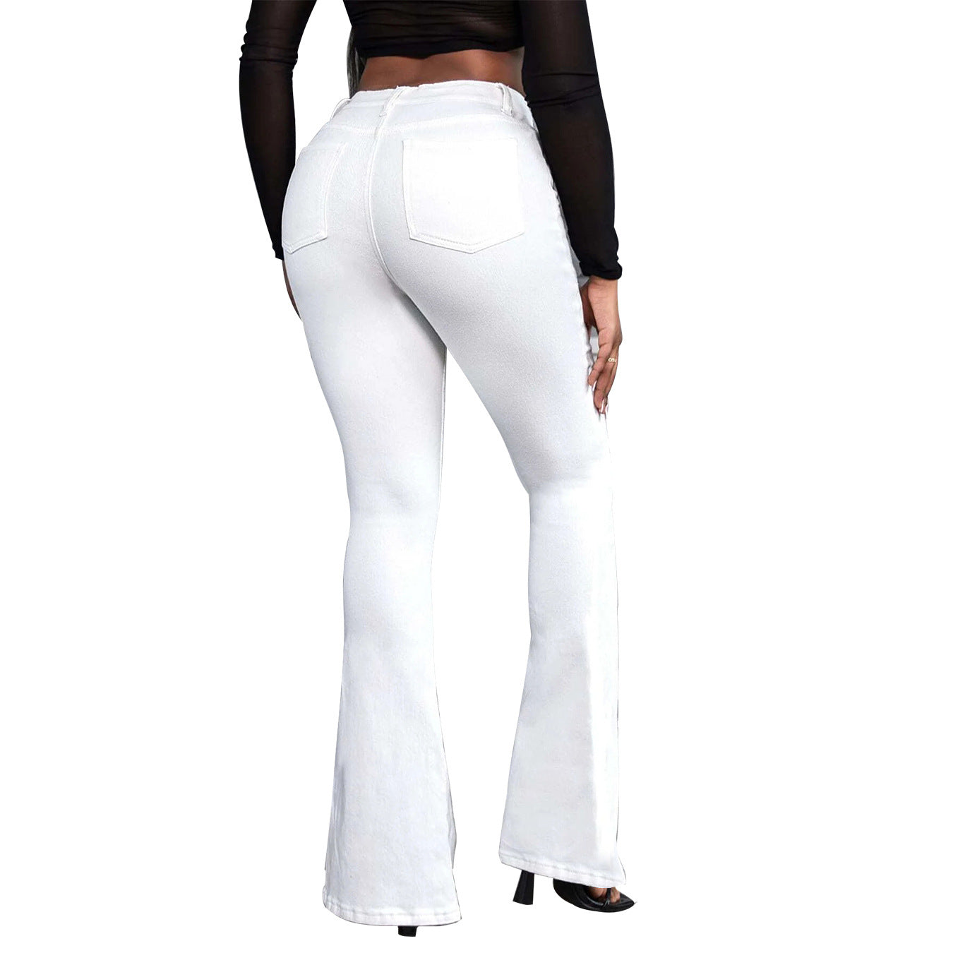 Ladies' White Bell-Bottom Jeans