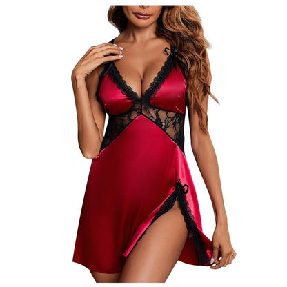 Elegant Satin & Lace Nightgown Set