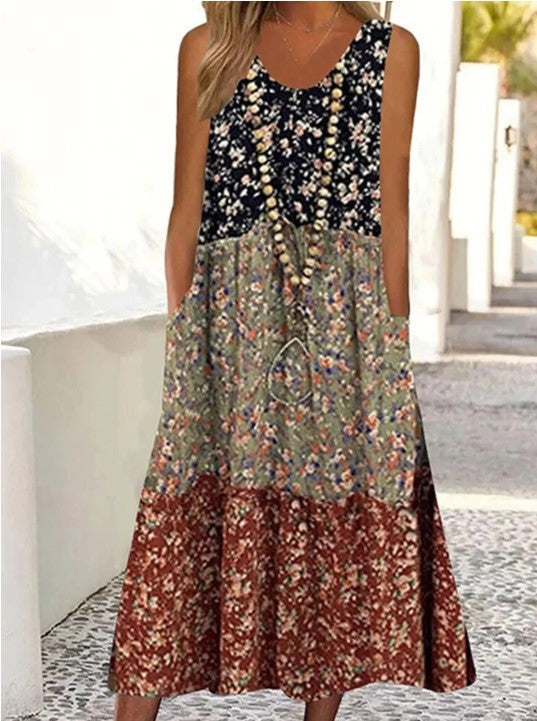 Ladies' Summer Sleeveless Patchwork Dress