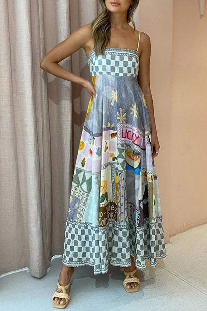 Trendy Geometric Print Summer Maxi Dress