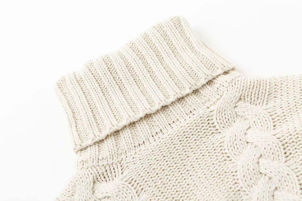 Cozy High Neck Cable Knit Sweater