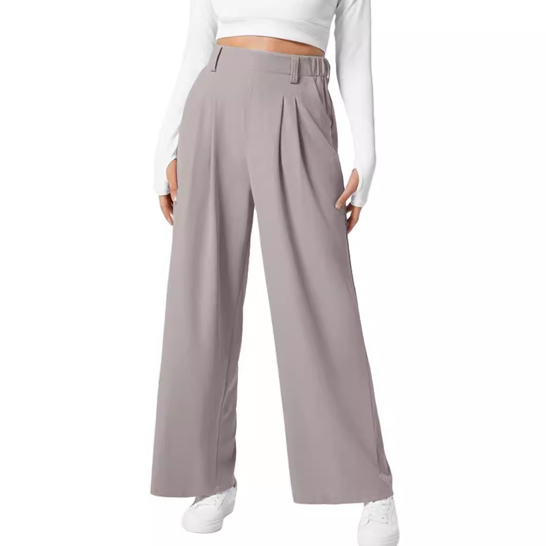 Women's High Waist Waffle Wide Leg Pants