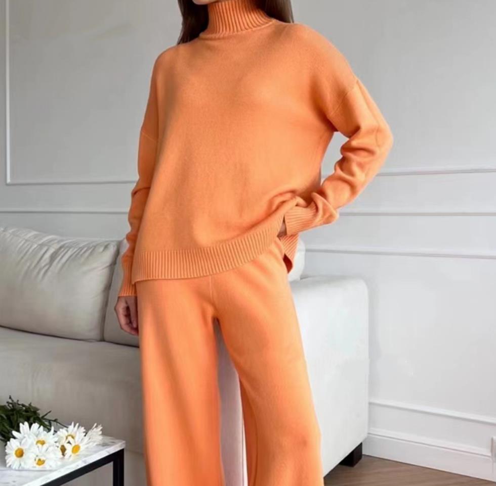 Chic High Neck Knit Set