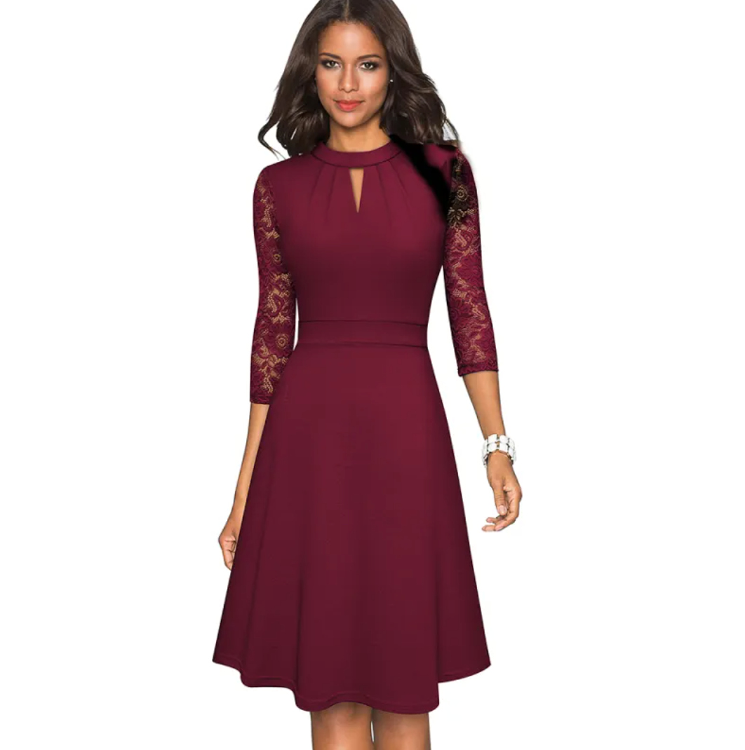 Flowy Cotton A-Line Dress with Zippered Back