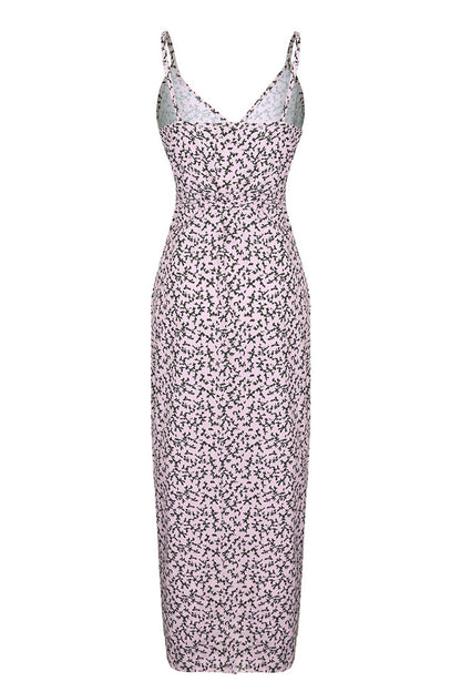 Vibrant Flower Print V-Neck Dress