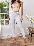 Stylish White High-Waist Slim Fit Jeans