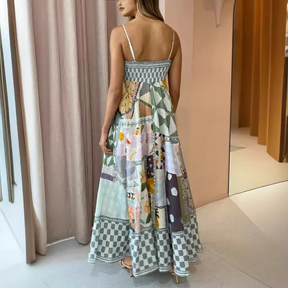 Trendy Geometric Print Summer Maxi Dress