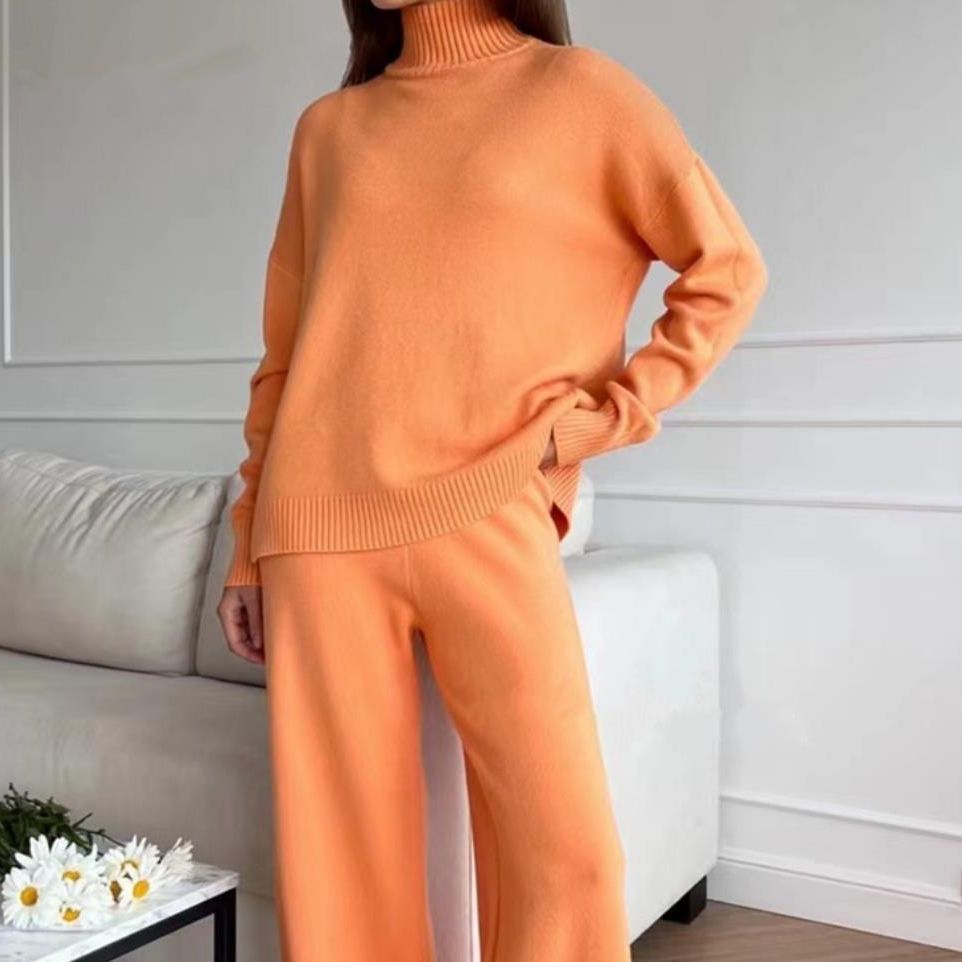 Chic High Neck Knit Set