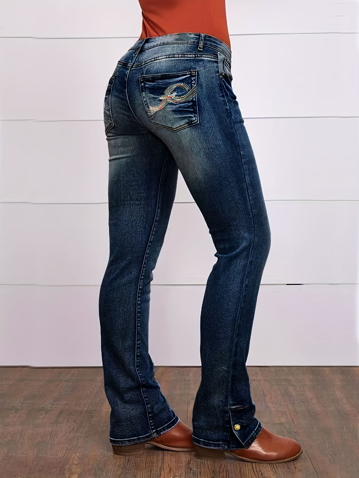 Ladies' Elegant Embroidered Denim