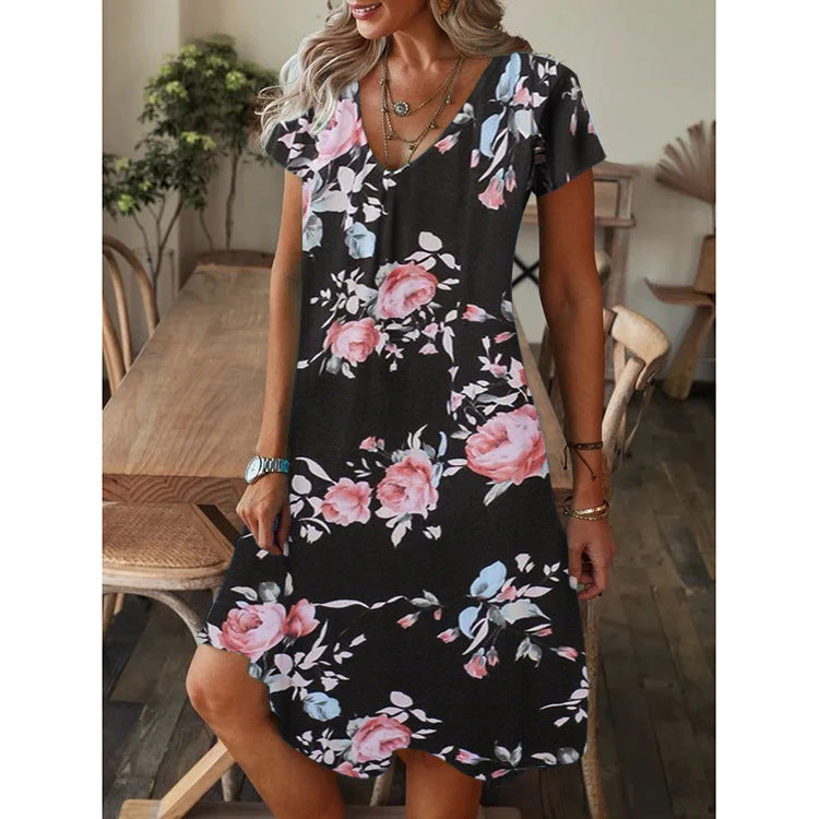Trendy V-Neck Print Dress