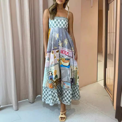 Trendy Geometric Print Summer Maxi Dress
