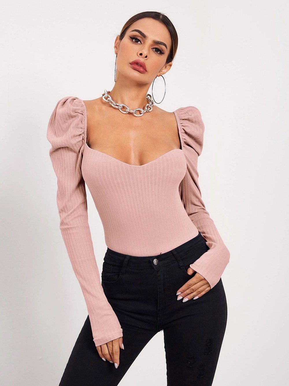 French-Inspired Puff Sleeve Top