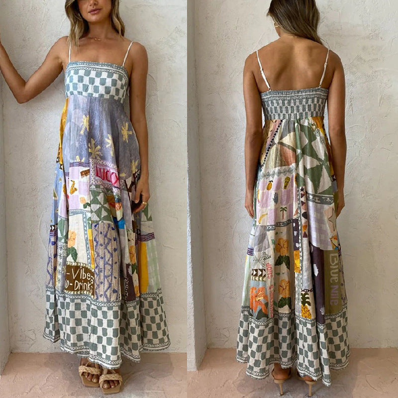 Trendy Geometric Print Summer Maxi Dress