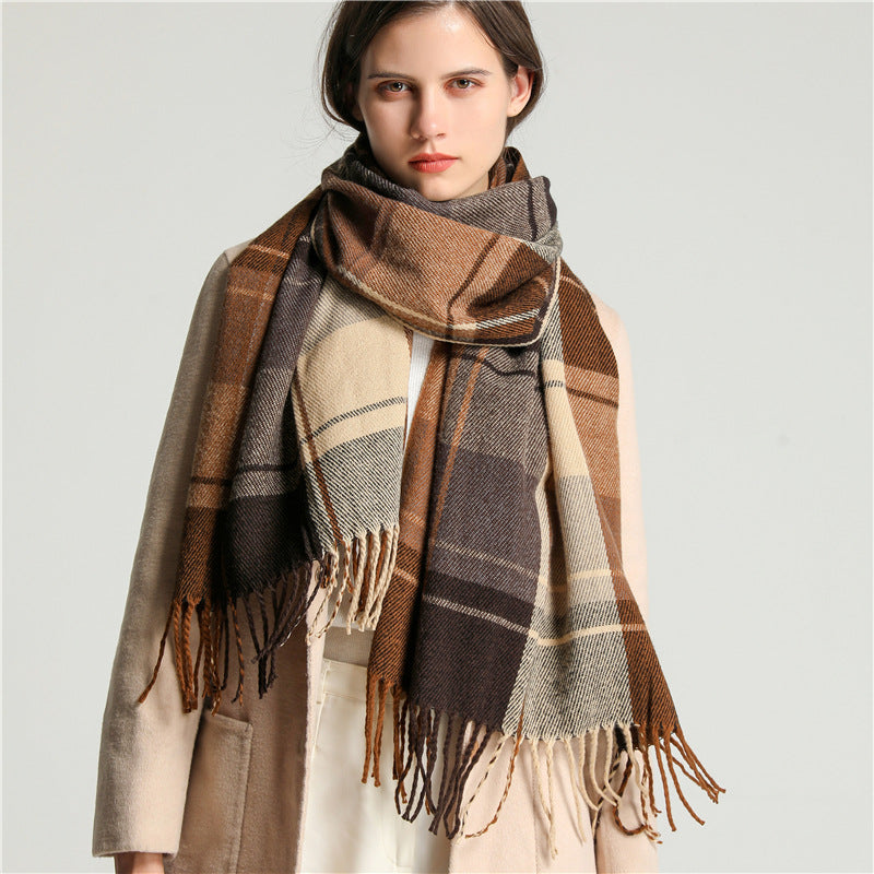 Winter Elegance Korean Plaid Shawl