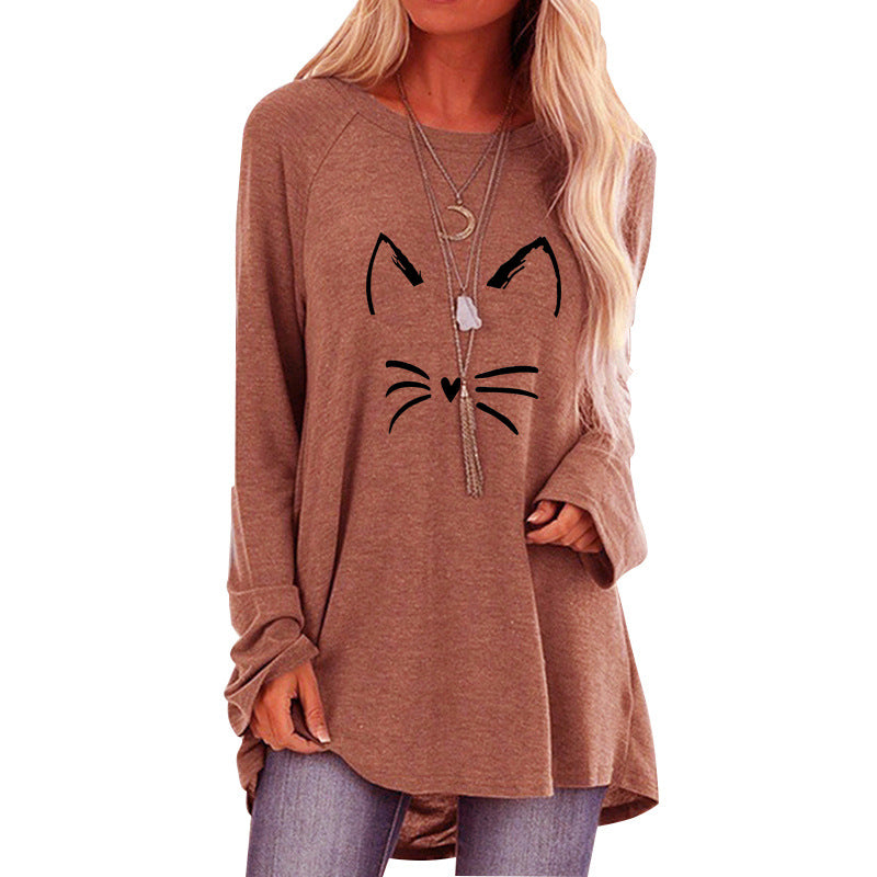 EasyBreezy Long-Sleeve Printed Kitty Top