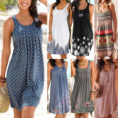 Summer Sleeveless Pleated Dress