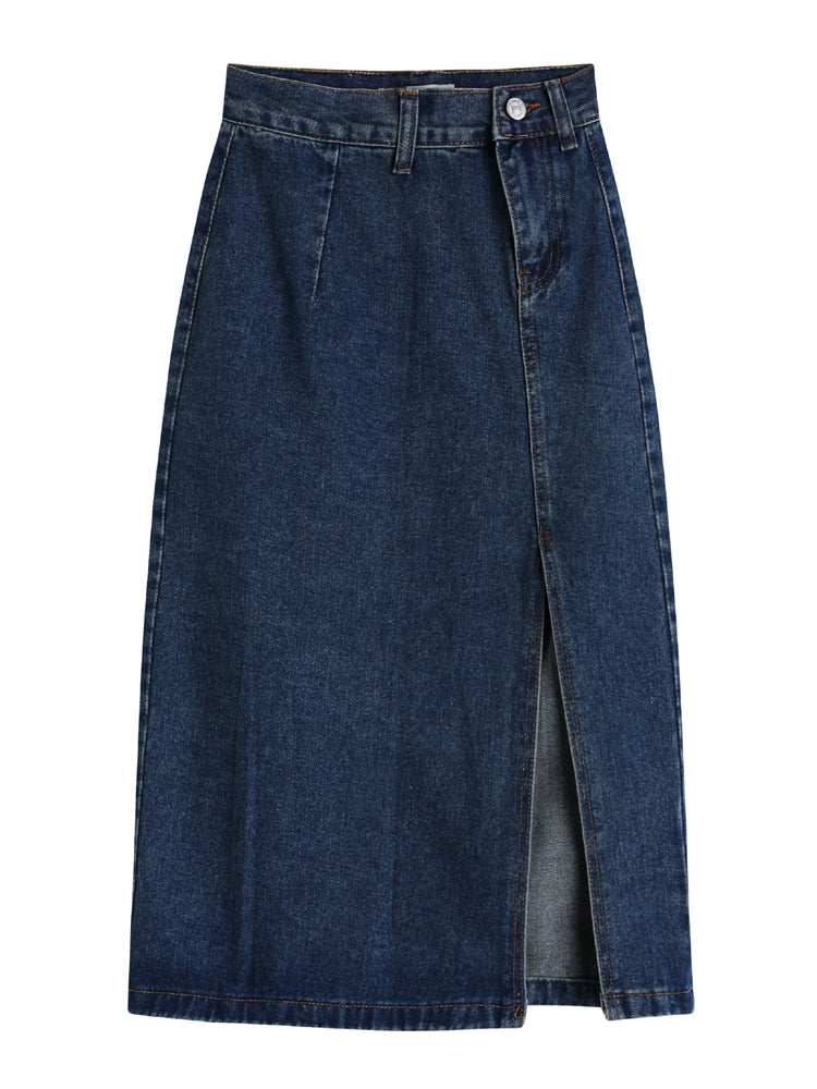 Autumn Elegance Denim Wrap Skirt