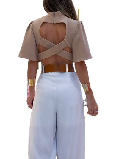 Breezy Cross-Back Top with Wide Leg Pants